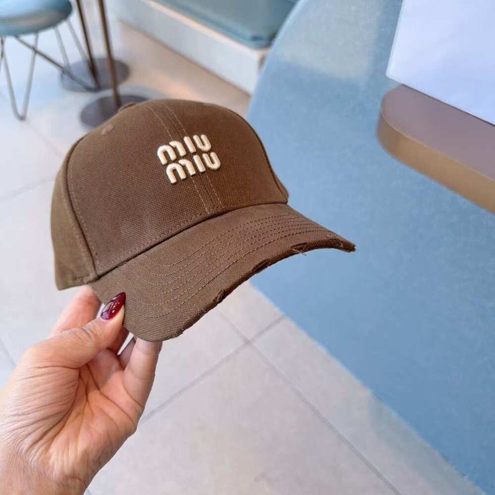 Miu Miu Brown Baseball Cap with Cream Logo